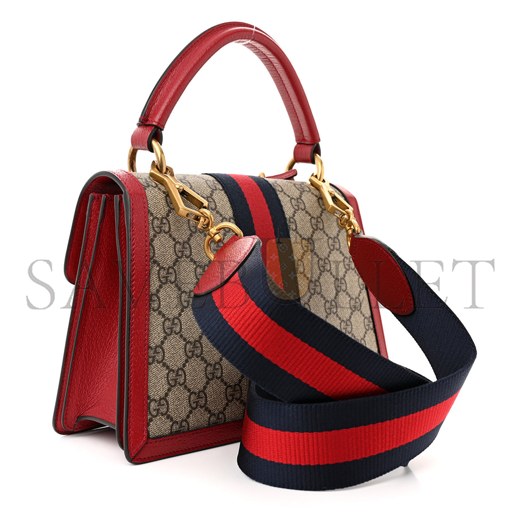 GUCCI GG SUPREME MONOGRAM SMALL QUEEN MARGARET TOP HANDLE BAG RED 476541 (25*18*10cm) 